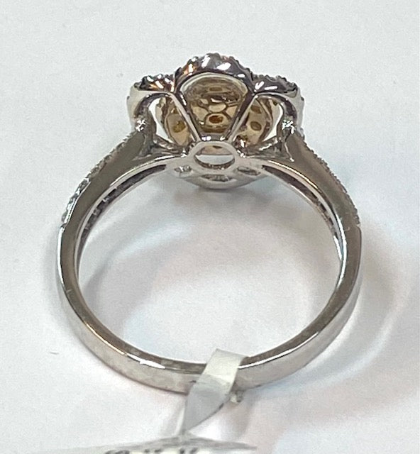 Fancy Orange Yellow & Colorless Diamond 14K White Gold Ring