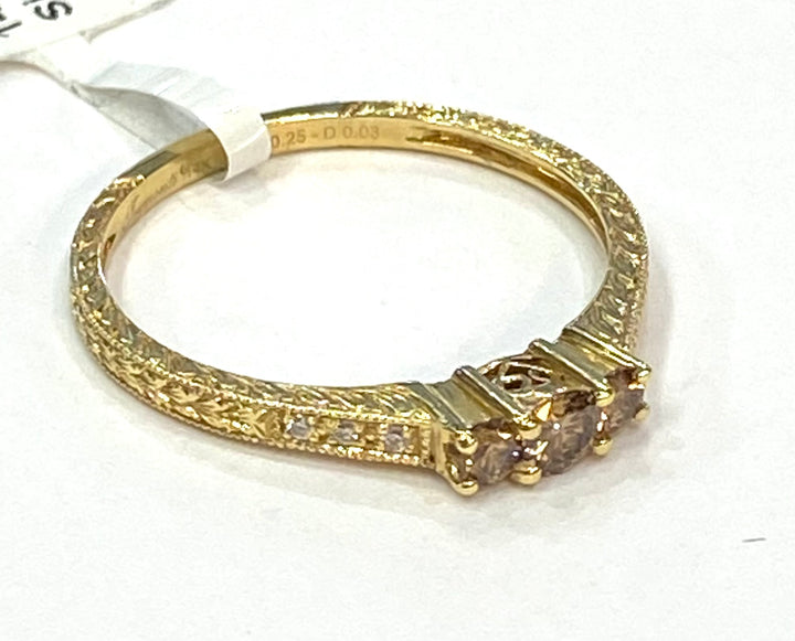 Green & Colorless Diamond 14K White Gold & Yellow Gold Band Ring