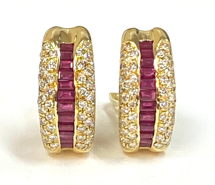 H. Stern Ruby Diamond 18K Yellow Gold Earrings