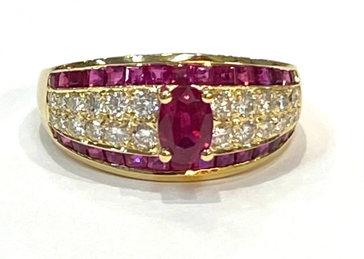 H. Stern Ruby Diamond 18K Yellow Gold Band Ring