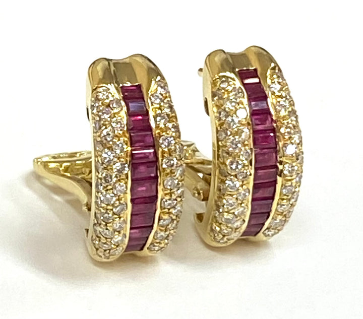 H. Stern Ruby Diamond 18K Yellow Gold Earrings