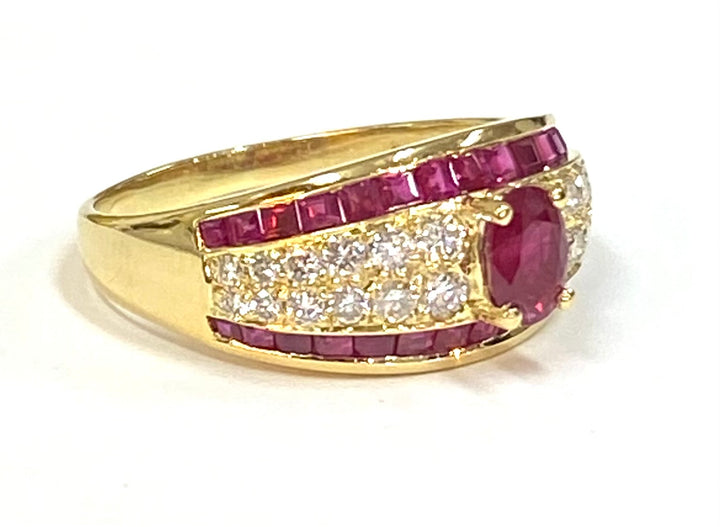 H. Stern Ruby Diamond 18K Yellow Gold Band Ring