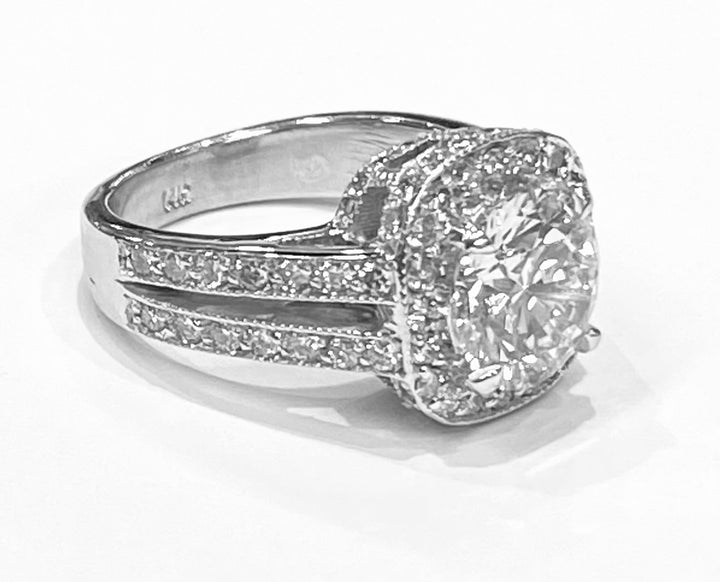 3.02 Carat Lab Grown Diamond 14K White Gold Ring