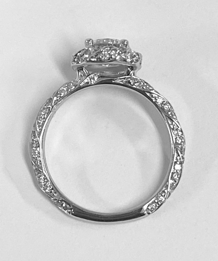 .60 Carat VVS2 F RBC Diamond GIA Platinum Swirl Halo Ring