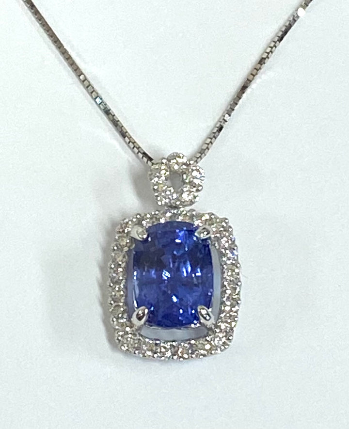 Tanzanite Diamond 14K White Gold Pendant & Chain