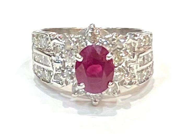 Ruby Diamond 18K White Gold Ring