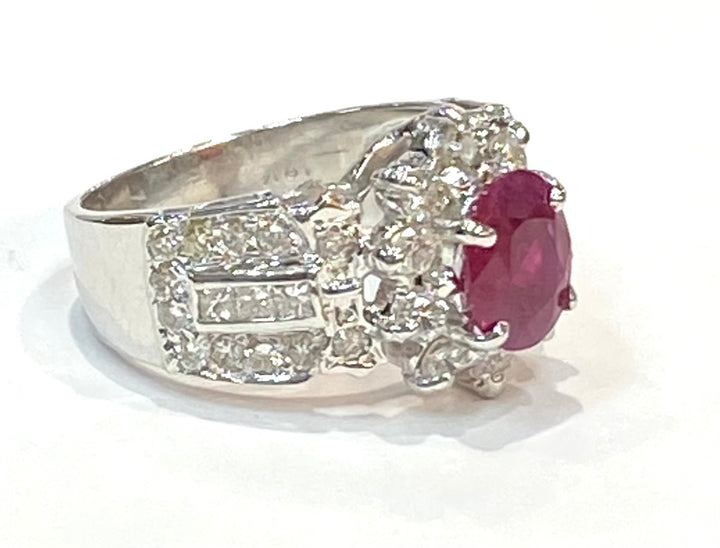 Ruby Diamond 18K White Gold Ring
