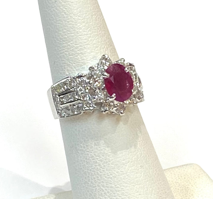 Ruby Diamond 18K White Gold Ring