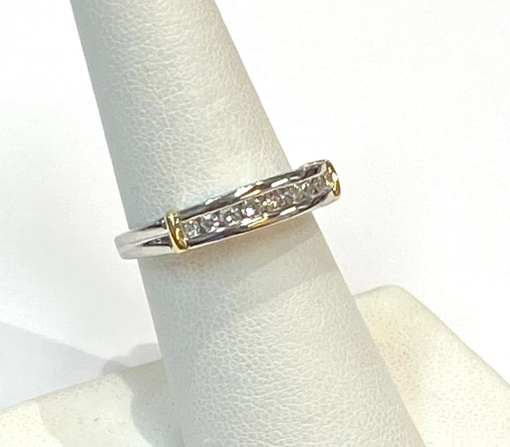 Diamond Platinum 18K Yellow Gold Band Ring