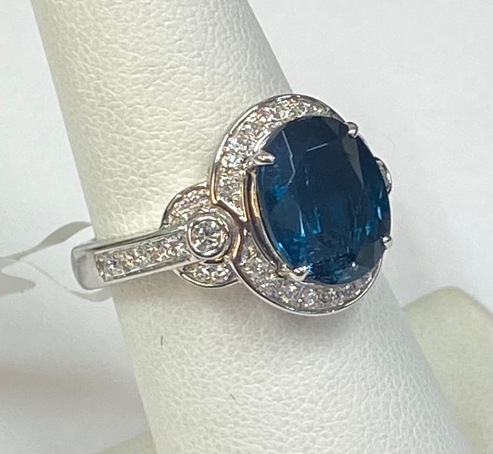 Kyanite Diamond 14K White Gold Ring