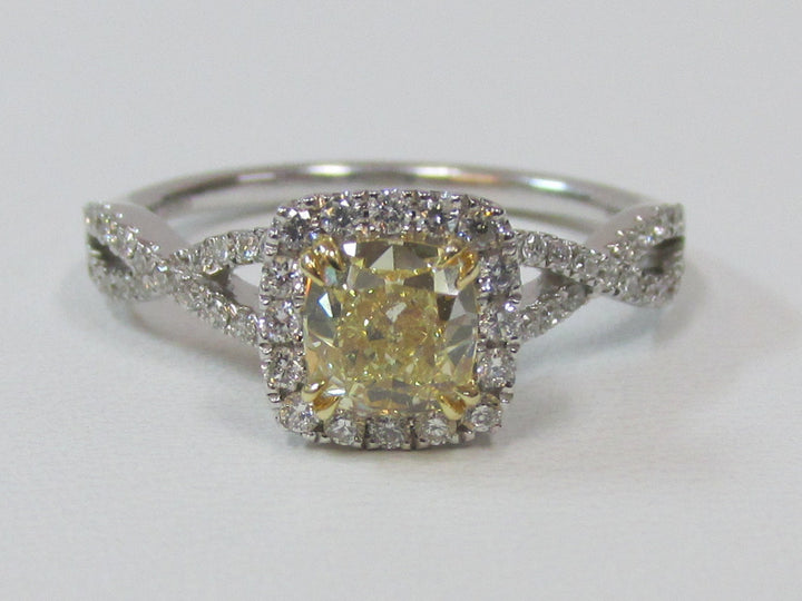 Lady’s Fancy Yellow & Colorless Diamond 14K White Gold Ring