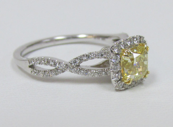 Lady’s Fancy Yellow & Colorless Diamond 14K White Gold Ring