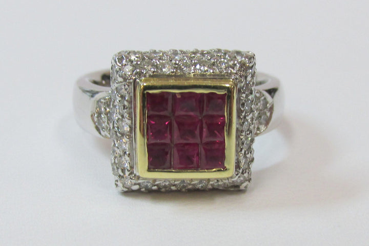 Lady’s Ruby Diamond 18K White & Yellow Gold Ring