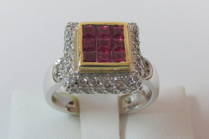 Lady’s Ruby Diamond 18K White & Yellow Gold Ring