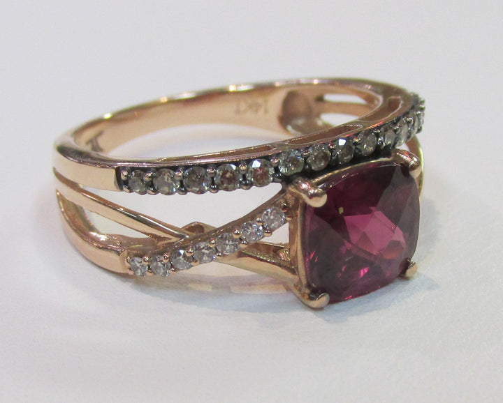 LeVian Rhodolite Garnet Diamond 14K Rose Gold Ring