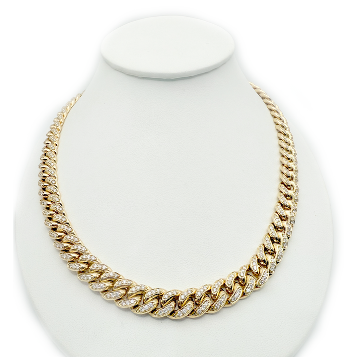 Diamond 14K Yellow Gold Miami Cuban Link Chain