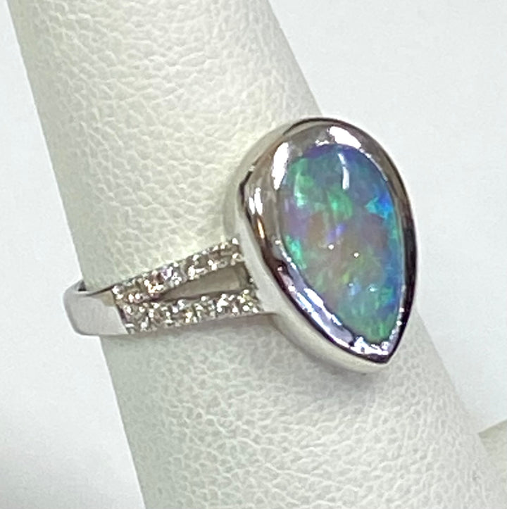 Opal Diamond 14K Yellow Gold Ring