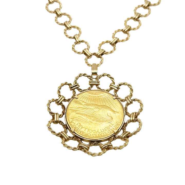 St. Gaudens US $20 Gold Coin, 14K Yellow Gold Pendant & Chain