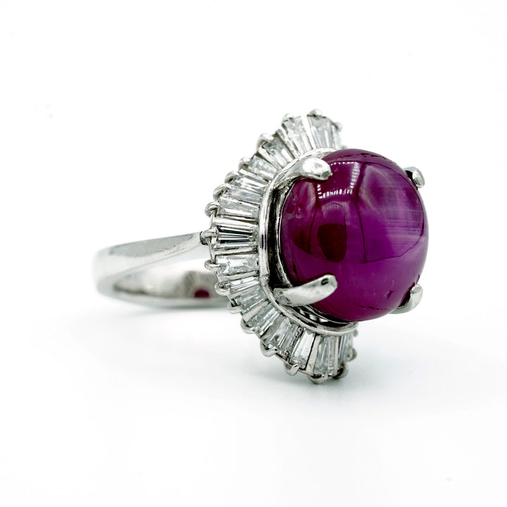 Star Ruby Diamond Platinum Ring