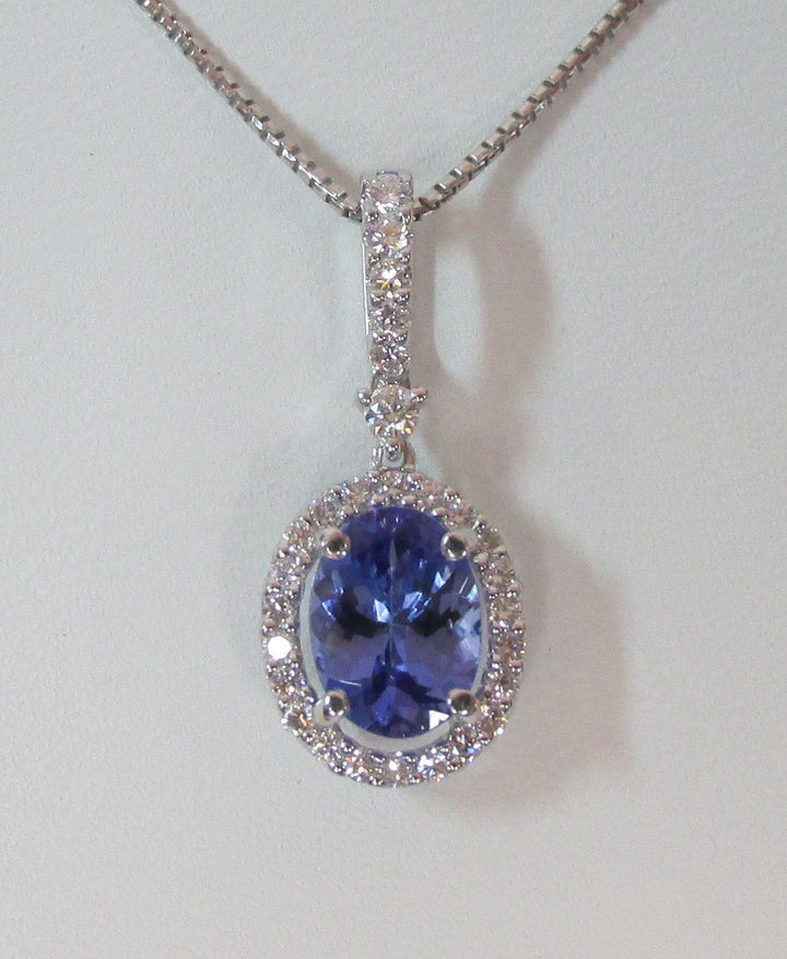 Tanzanite Diamond 14K White Gold Pendant & Chain