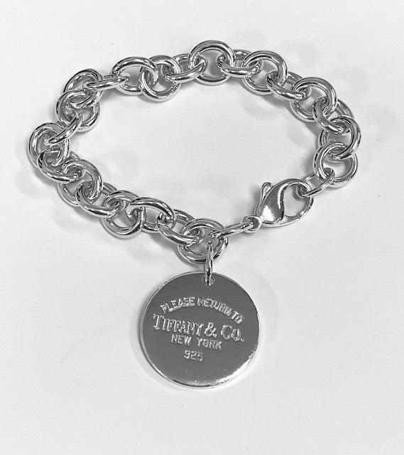 Tiffany Sterling Silver Round Tag Link Bracelet – AAA Family
