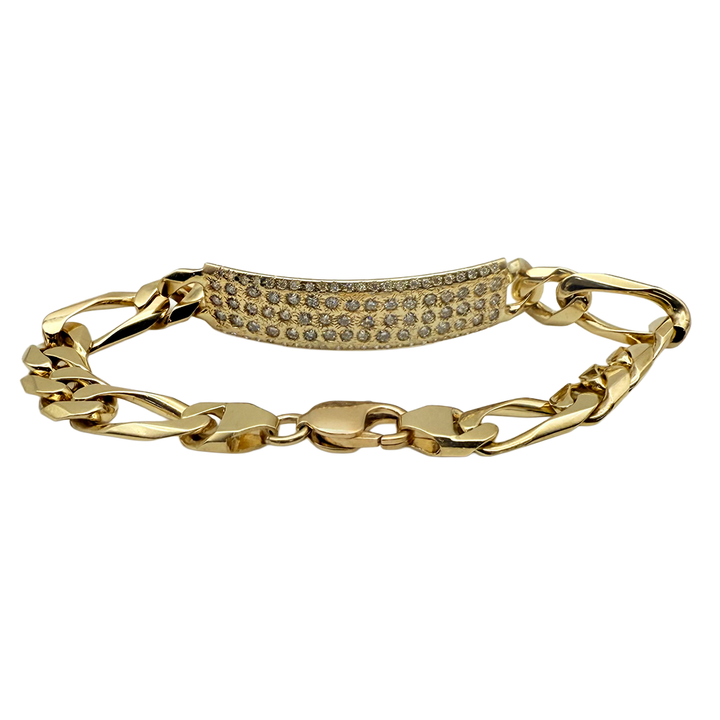 Diamond 14K Yellow Gold ID Bracelet