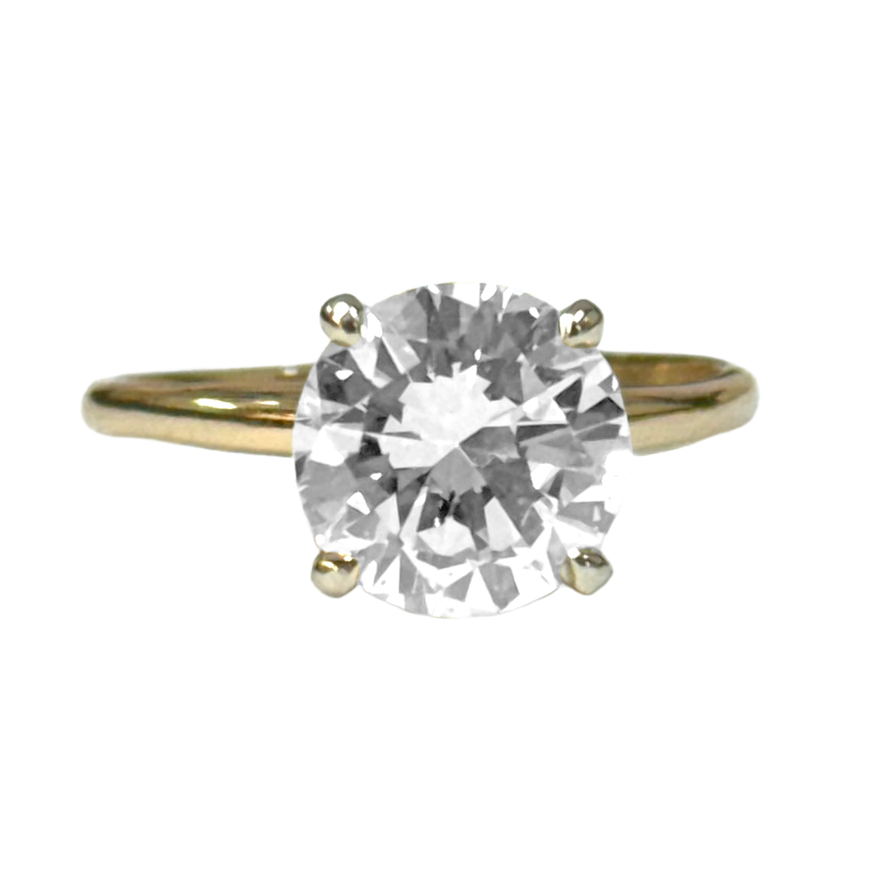 2.44 Carat RBC SI1 L-M Round Brilliant Cut 14KYG Solitaire Ring