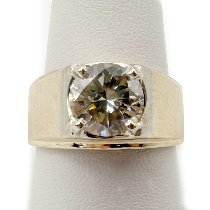 Diamond 14K Yellow Gold Solitaire Gent's Ring