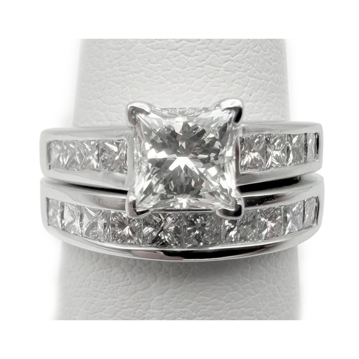 1.20 Carat Princess Cut Diamond 14K WG Wedding Ring Set