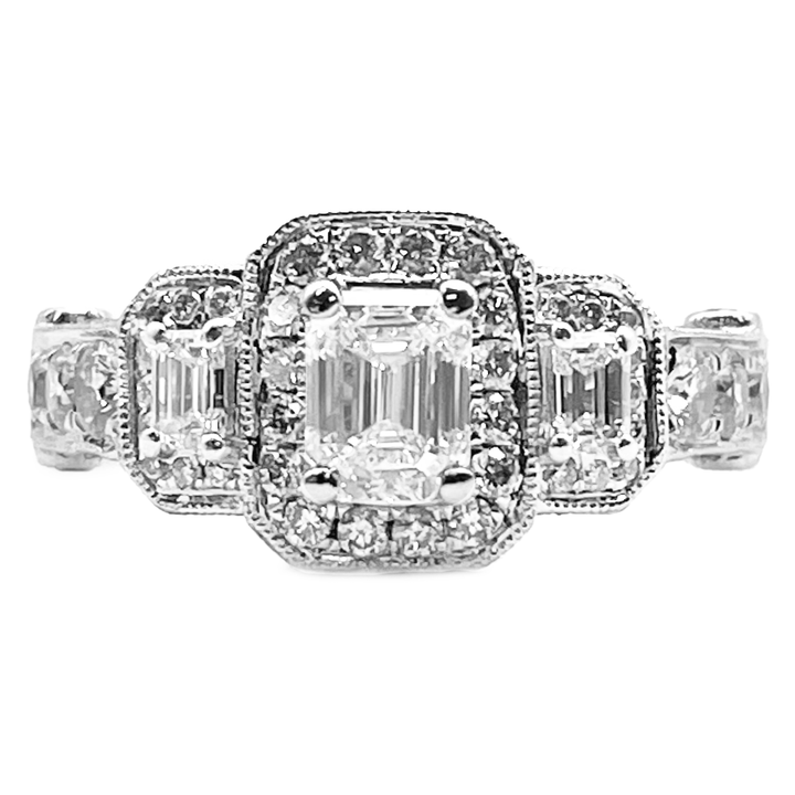 Diamond 14K White Gold Engagement-Wedding Ring