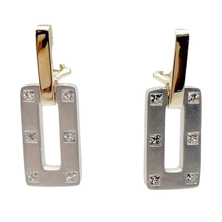 Diamond 14K WG & YG Drop Style Earrings