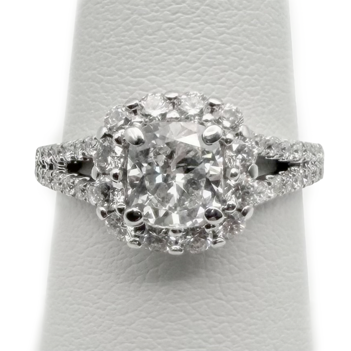 1.01 Carat Cushion Brilliant Cut SI2 D EGL 18K WG Ring