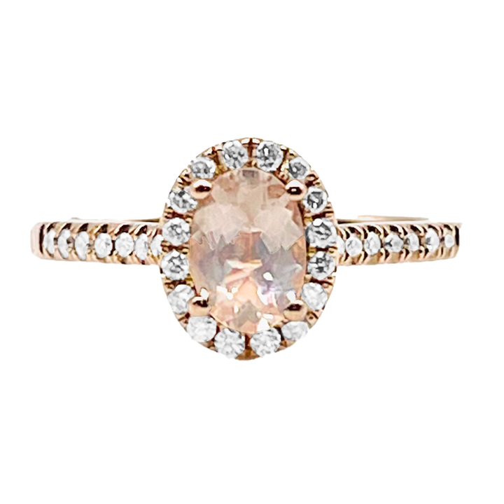 Morganite Diamond 14K Rose Gold Ring