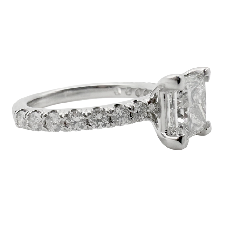 1.50 Carat E SI1 Princess Cut Diamond Platinum Ring