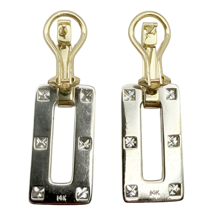 Diamond 14K WG & YG Drop Style Earrings