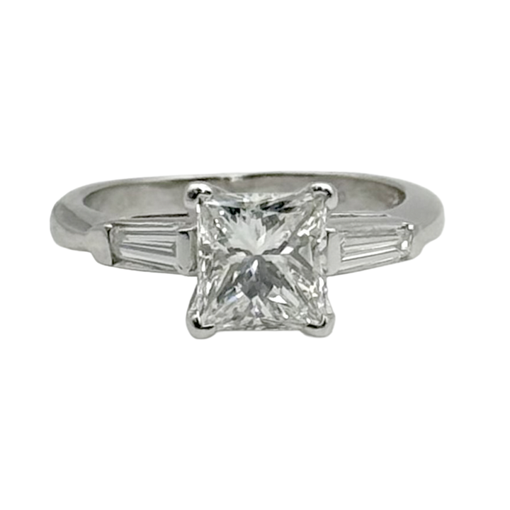 1.47 Carat Princess Cut F VS2 GIA Platinum Ring