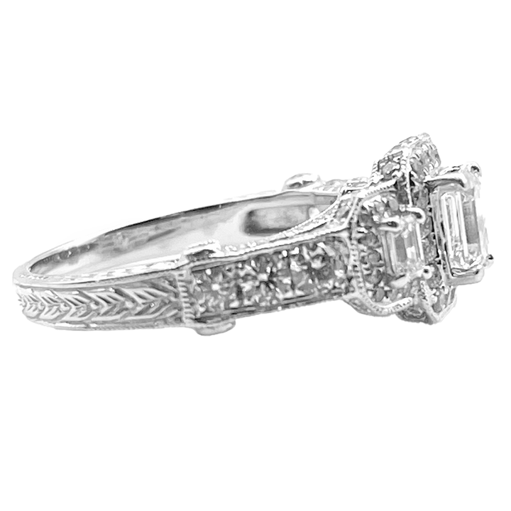 Diamond 14K White Gold Engagement-Wedding Ring