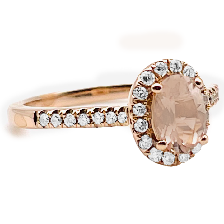 Morganite Diamond 14K Rose Gold Ring