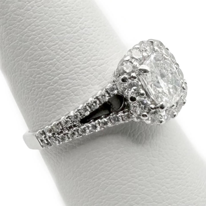 1.01 Carat Cushion Brilliant Cut SI2 D EGL 18K WG Ring