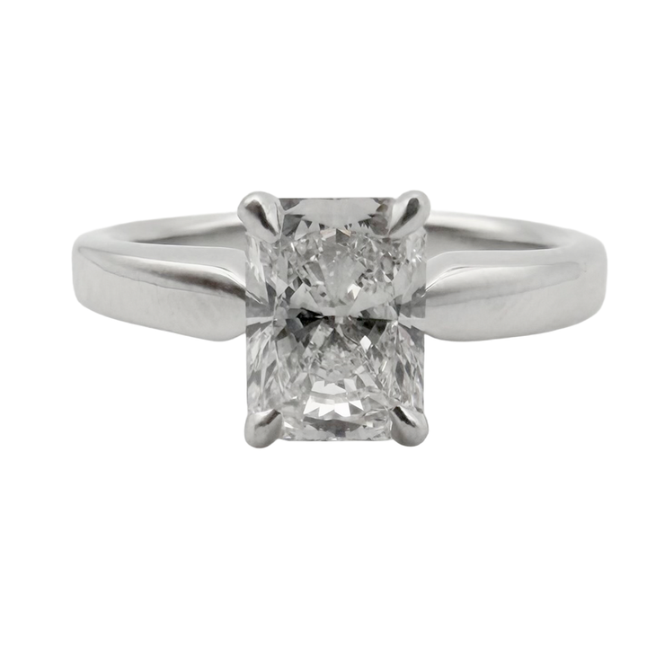 1.01 Carat E VVS1 Radiant Cut Diamond Platinum Solitaire Ring