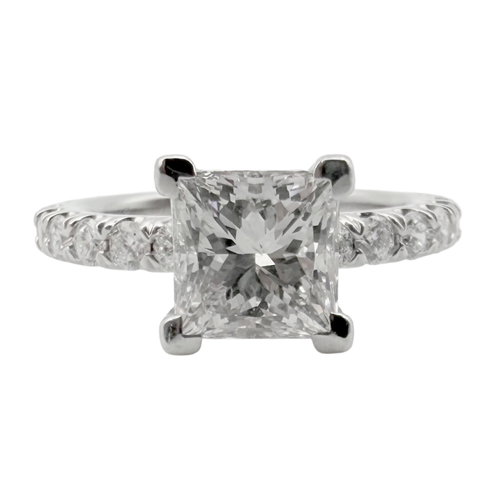 1.50 Carat E SI1 Princess Cut Diamond Platinum Ring