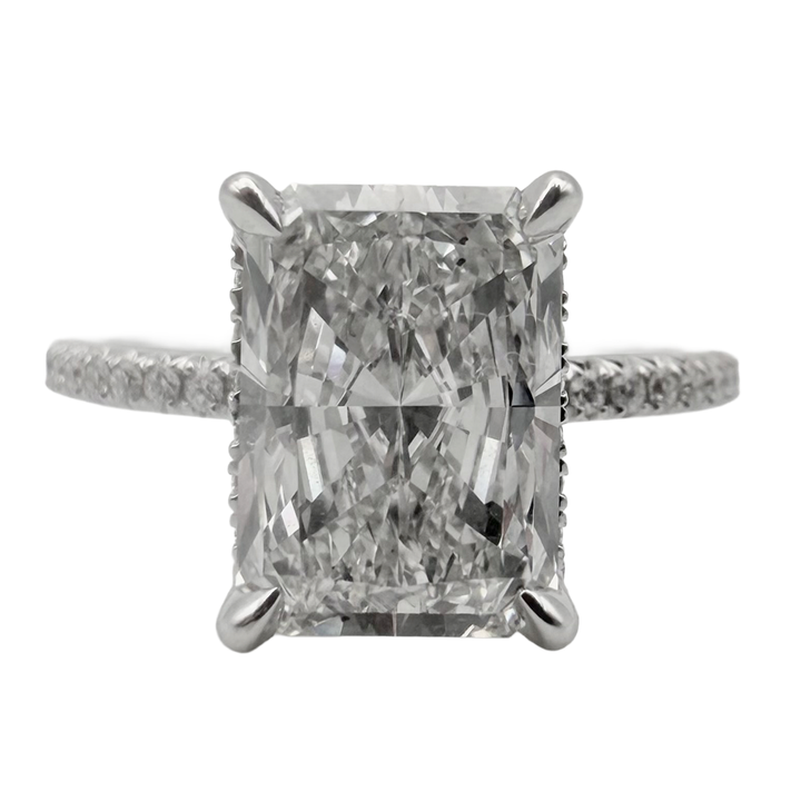 3.08 Carat SI1 G Lab Grown Radiant Cut Diamond 14K WG Ring
