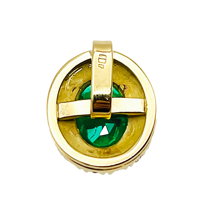 Emerald Diamond 18K Yellow Gold Pendant