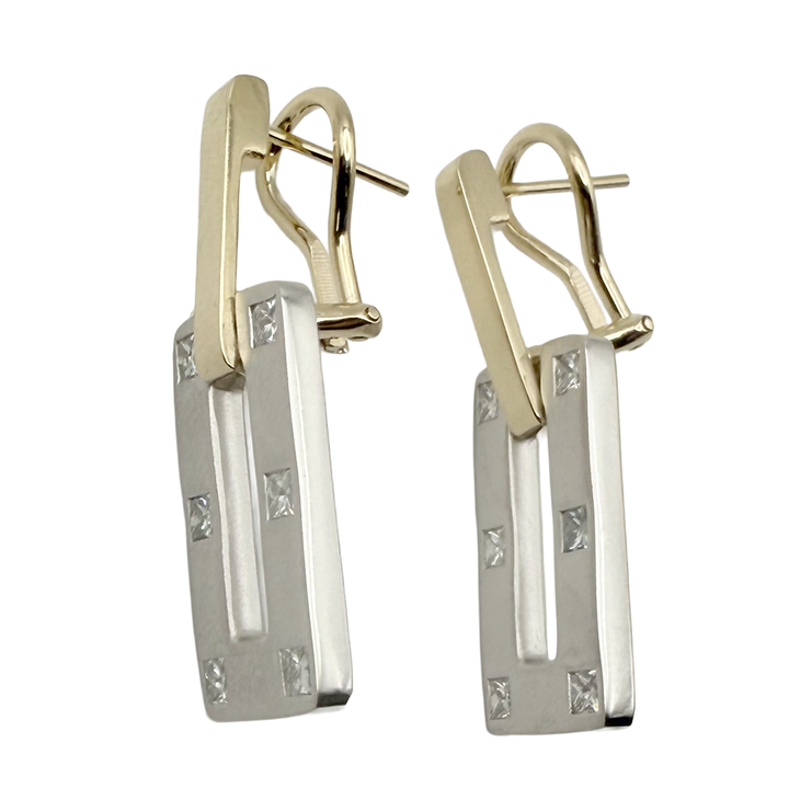 Diamond 14K WG & YG Drop Style Earrings