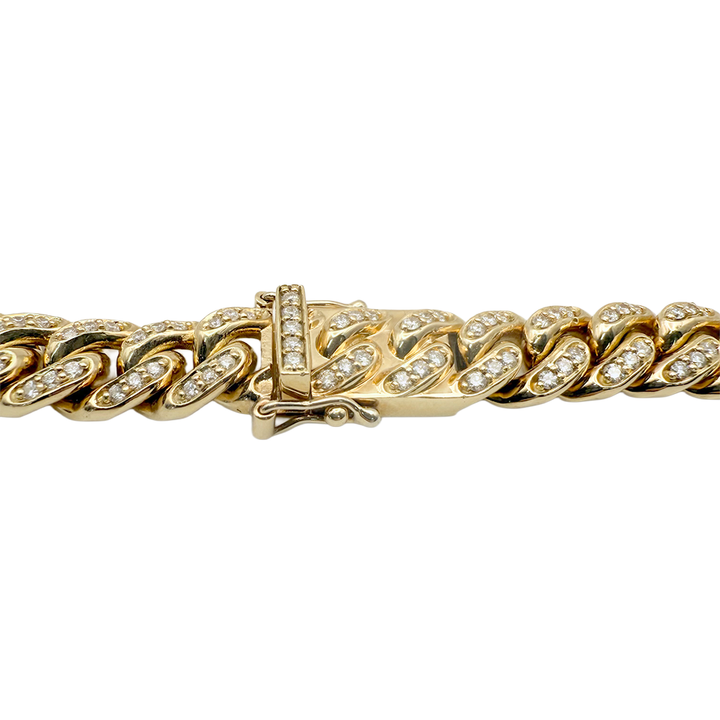 Diamond 14K Yellow Gold Miami Cuban Link Chain