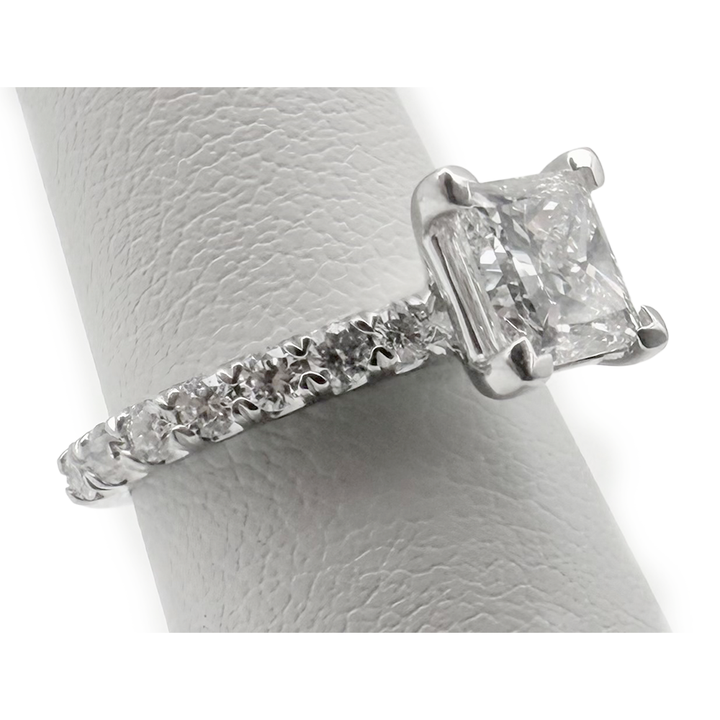 1.50 Carat E SI1 Princess Cut Diamond Platinum Ring
