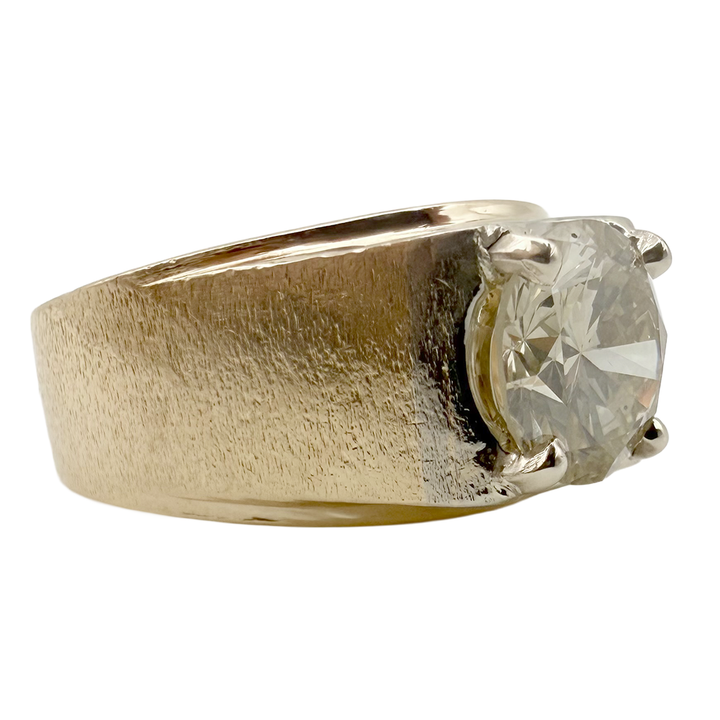 Diamond 14K Yellow Gold Solitaire Gent's Ring