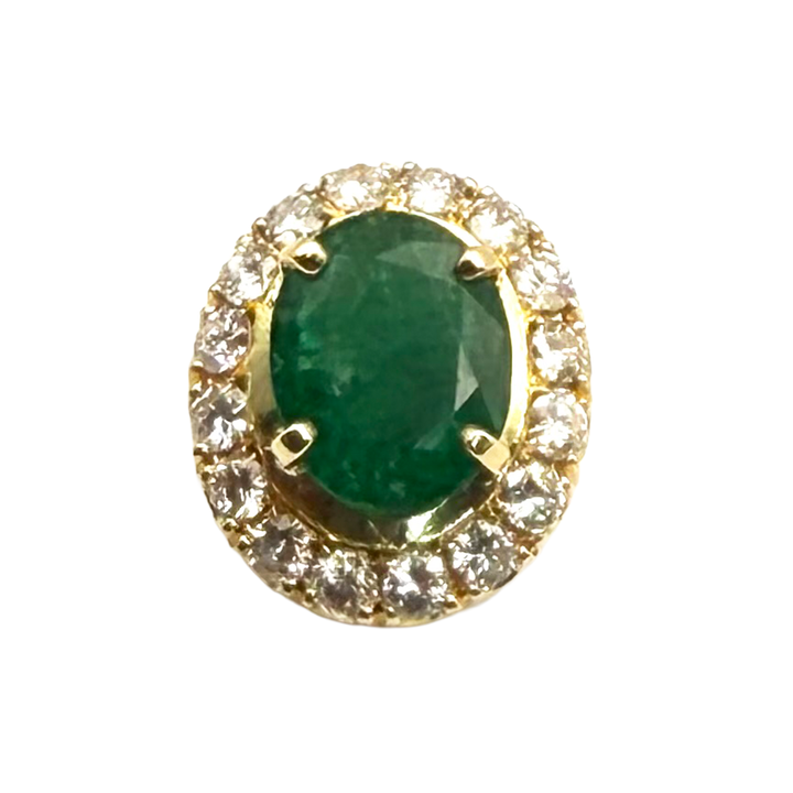 Emerald Diamond 18K Yellow Gold Pendant