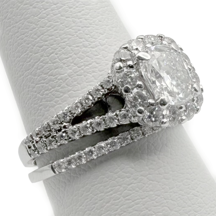 1.01 Carat Cushion Brilliant Cut SI2 D EGL 18K WG Ring