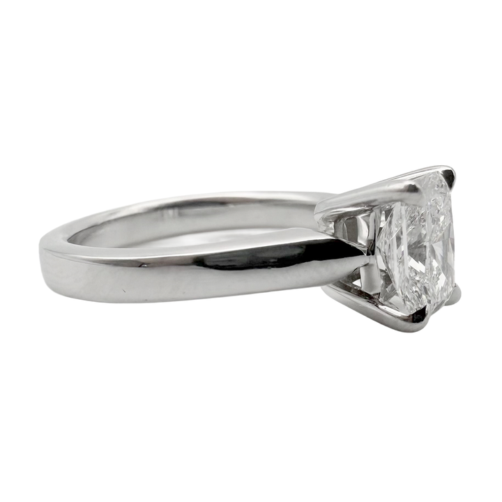 1.01 Carat E VVS1 Radiant Cut Diamond Platinum Solitaire Ring